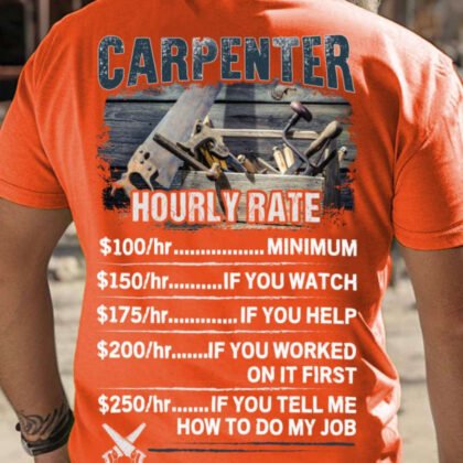 Hourly Rate Carpenter Apparel - Funny Jobsite Quote